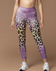 Animal leopard purple glitter leggings