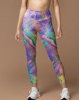 Colorful holographic abstract wavy water ripples leggings