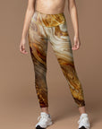 Abstract brown and gold marbling leggings