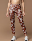 Hawaiian hibiscus brown leggings