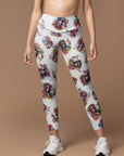 Skull with flowers and butterfly leggings