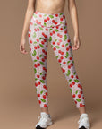 Fruit cherry pink white grid legging