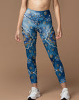 Blue retro pattern of mandalas leggings