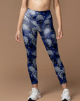 Flower dandelion blooming flying blue Leggings