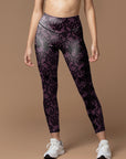 Imitate knitted lace flower crimson leggings