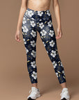 Flower hand painted hibiscus dark leggings