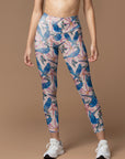 Animal hand drawn parrot birds troical forest leggings