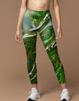 Tie dye green swirl water ripple leggings