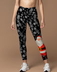 Christmas santa snowflake background leggings