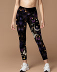 Colorful butterfly and moon bright watercolor galaxy ﻿leggings