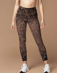 Black mesh with snowflake pattern leggings