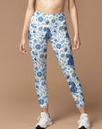 Animal tiger blue wild plants leggings