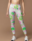 Colorful green pink tie dye seamless leggings