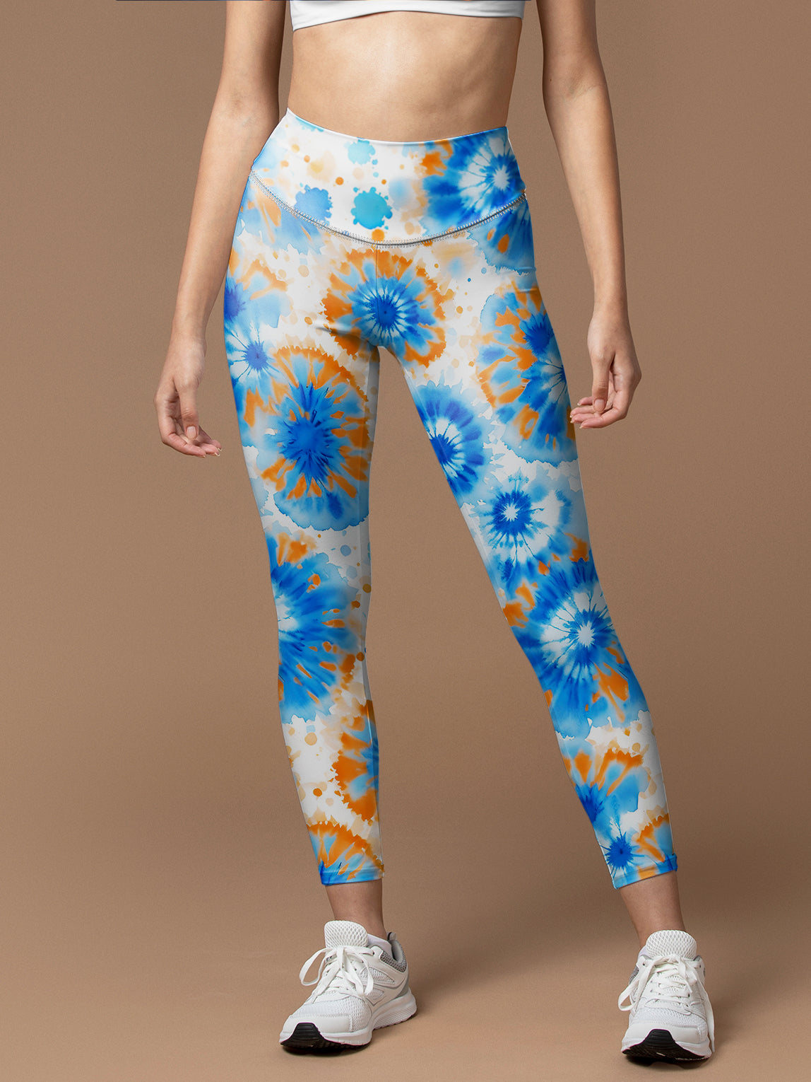 Colorful blue swirl tie dye leggings