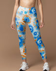 Colorful blue swirl tie dye leggings