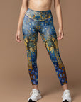 Amber blue arctic forest with flowers leggings