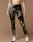 Abstract gold liquid fluid water ripples leggings