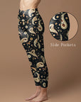 Vintage paisley floral seamless black leggings