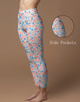 Flower pink watercolor small round flower leggings