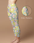 Colorful circular floral print leggings