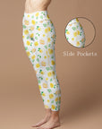 Flower yellow rose little fresh yoga leggings