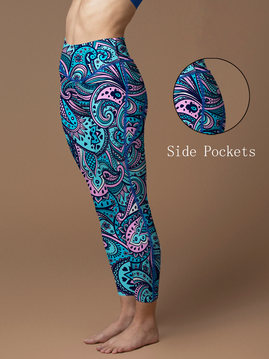 Mandala blue cute boho geometric leggings