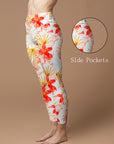 Flower orchid palm leaves watercolor leggings