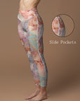 Gilt water ripple gold purple marble leggings