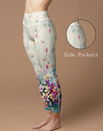 Flower purple plumeria design leggings