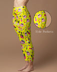 Cosmetic set perfume lipstick print yellow leggings