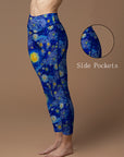 Oil paint starry sky print leggings