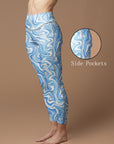 Liquid blue swirl water ripple leggings