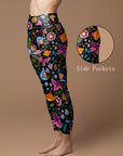 Flower exotic endive colorful dark leggings