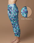 Flower ditsy abstract swirl vibrant spring leggings