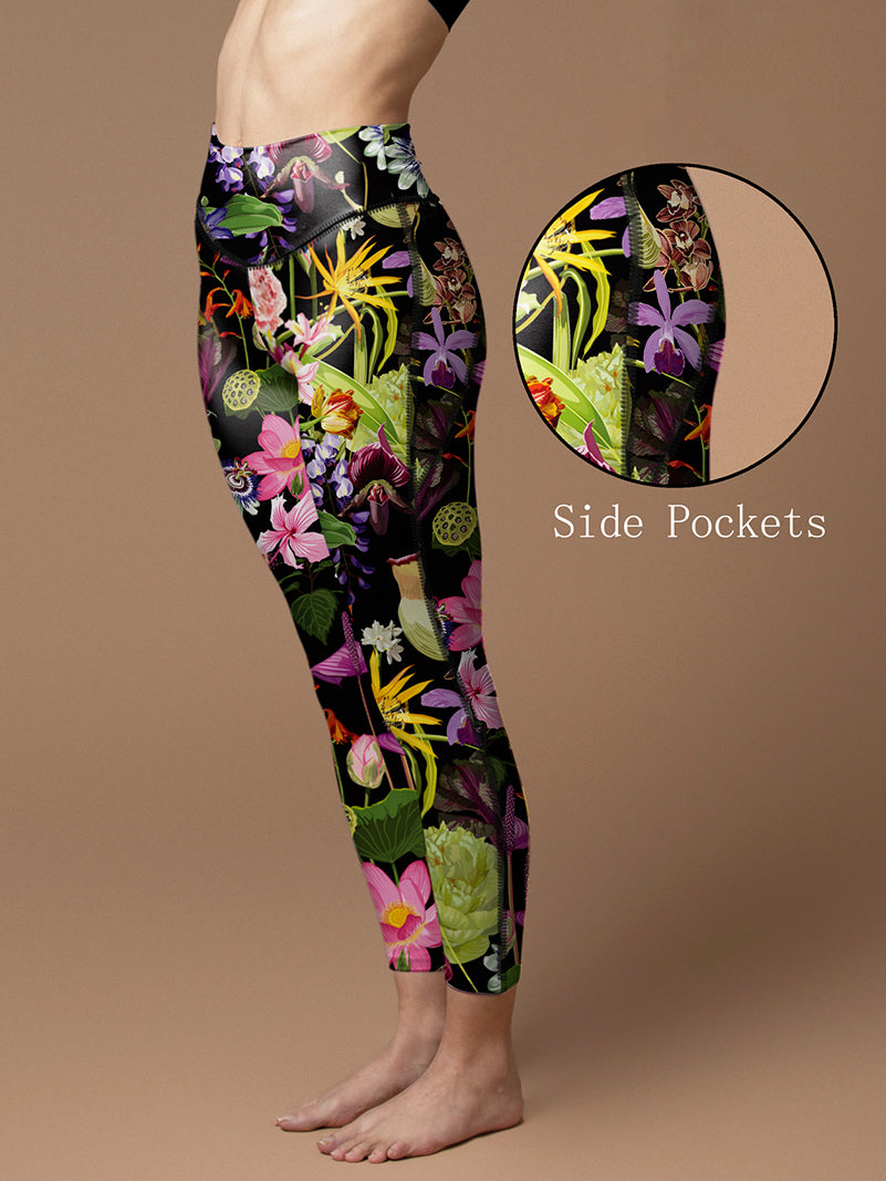 Flower tropical anthurium lotus leggings