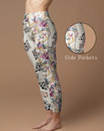 Flower peony metal ornament leggings