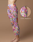 Ethnic colorful hand drawn paisley leggings