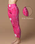 Minimalist line art face pattern rose pink leggings