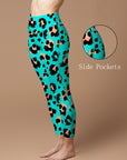 Animal leopard print blue funny leggings