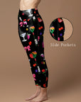 Cartoon hand drawn wine glass heart shape leggings