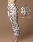 Animal zebra print gray beige leggings