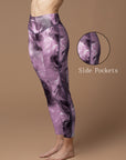 Abstract marble texture purple bubble swirls leggings