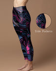 Abstract pink liquid fluid water ripples leggings