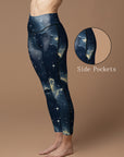 Starry sky moon dark blue leggings