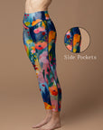 Florals gouache painting bright watercolor leggings