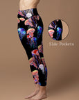 Ocean neon colored jellyfish leggings