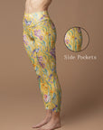 Watercolor whimsy meadow wildflowers leggings