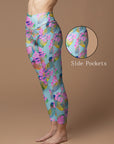 Botanical colorful tropic leaves leggings