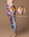 Colorful gradient marble gilt water ripple leggings