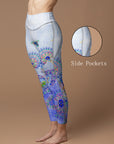 Watercolor purple paisley flowers leggings